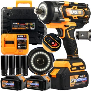 KLUCZ UDAROWY AKUMULATOROWY BLACK 1000Nm 21V LED RING + 2x AKUMULATOR 4AH