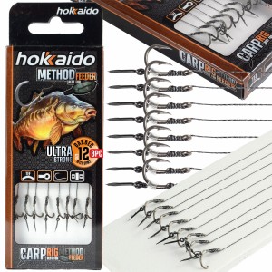ZESTAW 8 SZT HOKKAIDO PRZYPON + HAK 12 METHOD FEEDER Z IGŁĄ 10cm