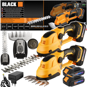 NOŻYCE AKUMULATOROWE 2W1 DO ŻYWOPŁOTU I TRAWY BLACK 21V 2x 2000mAh