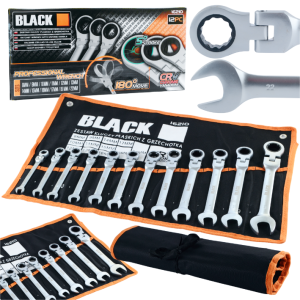 ZESTAW KLUCZY PŁASKICH Z GRZECHOTKĄ 8-22mm BLACK