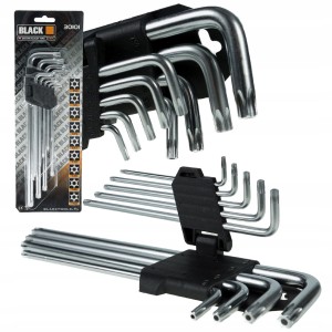 KLUCZE IMBUSOWE TORX TYP L z otworem T10-T50 9SZT