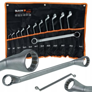 KLUCZE OCZKOWO-GIĘTE 6-32MM 12szt BLACK GRUBE