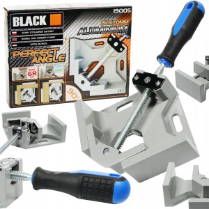 ŚCISK KĄTOWY STOLARSKI NAROŻNY IMADŁO NAROŻNE UCHWYT ZACISK 150x70 BLACK