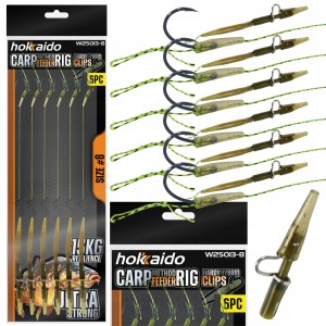 HOKKAIDO PRZYPON KARPIOWY Z WŁOSEM + KLIPS HAK 8