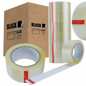 TAŚMA PAKOWA KLEJACA 45MIC 48MM 90M BEZBARWNA TRANSPARENTNA MOCNA BLACK