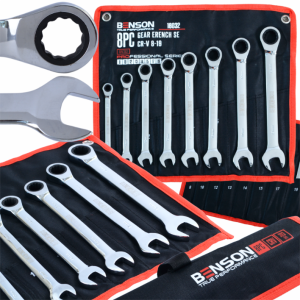 KLUCZE PŁASKIE Z GRZECHOTKĄ 8-19MM ZESTAW KOMPLET  8EL MATA BENSON BY BLACK