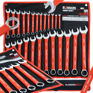 DUŻY ZESTAW KOMPLET KLUCZEY PŁASKICH GUMA 6-32MM 25EL MATA BENSON BY BLACK