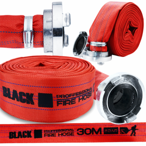 WĄŻ STRAŻACKI PARCIANY DO POMPY WODY SZAMBA 1" 30M 8 BAR Z SZYBKOZŁĄCZAMI