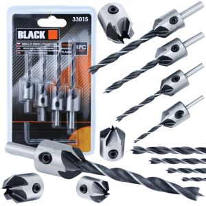 WIERTŁA DO DREWNA PŁYT WIÓROWYCH MDF OSB  Z POGŁĘBIACZEM 4 SZTUKI 3-6MM