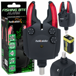 SYGNALIZATOR WĘDKARSKI HOKKAIDO PAMIEĆ TRYB NOCNY JACK 2,5 + BATERIA RED