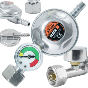 REDUKTOR BUTLI GAZU 11KG PROPAN BUTAN LPG MANOMETR 37 mbar BLACK