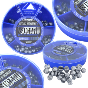 CIĘŻARKI WĘDKARSKIE ŚRUCINY OŁÓW TSUGARU ZESTAW 100G 3 ROZMIARY